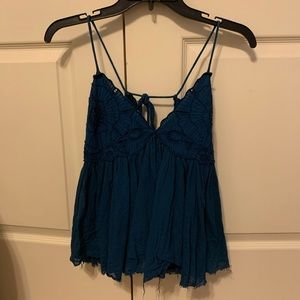 Free People Blue Boho Top
